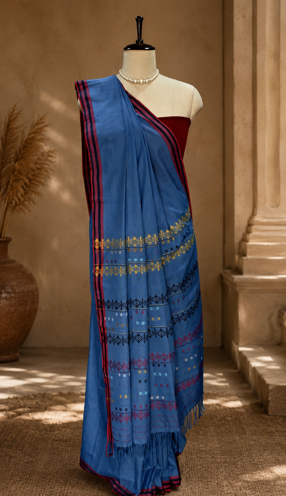 COTTON SAREE SKY BLUE
