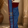 COTTON SAREE SKY BLUE - Image 3
