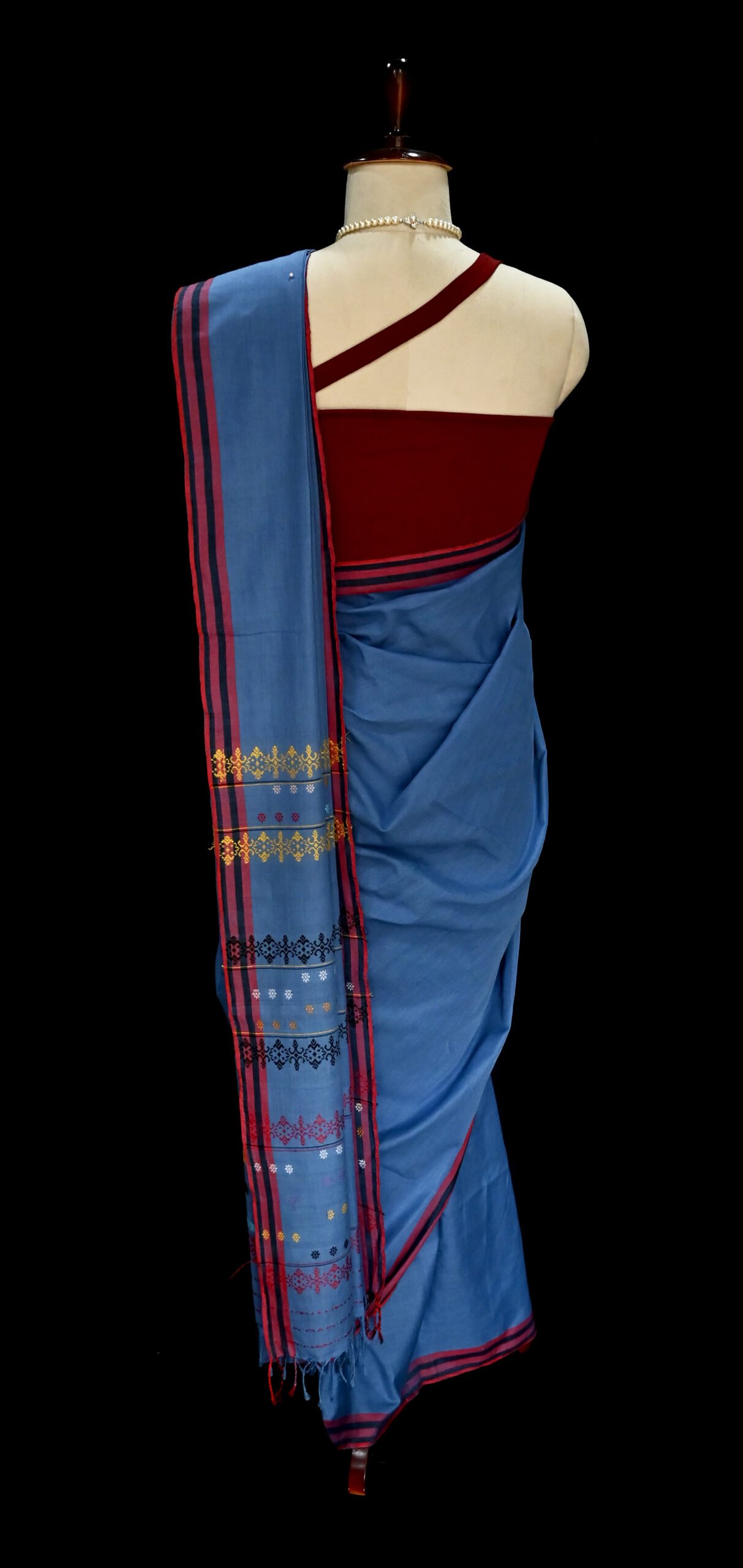 COTTON SAREE SKY BLUE - Image 6