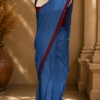 COTTON SAREE SKY BLUE - Image 2
