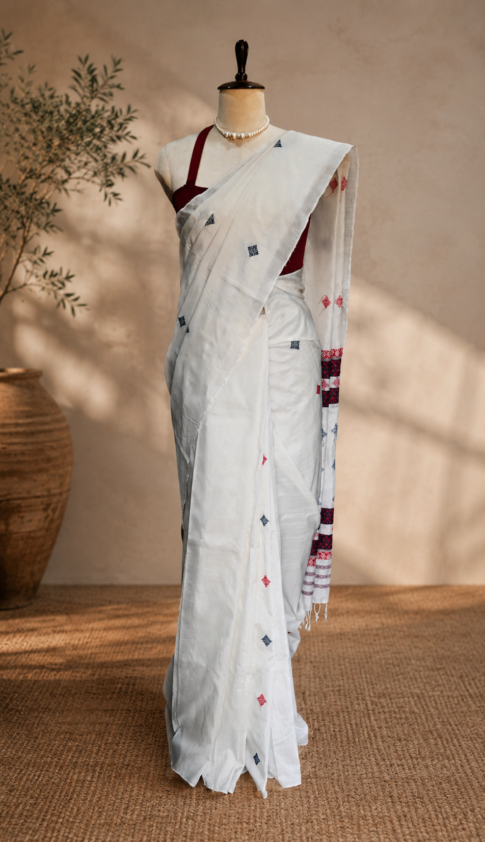 COTTON SILK SAREE WHITE - Image 3