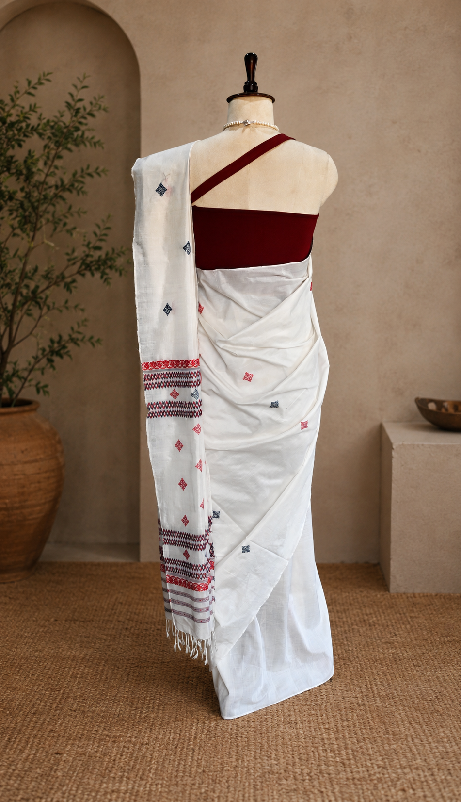 COTTON SILK SAREE WHITE - Image 4