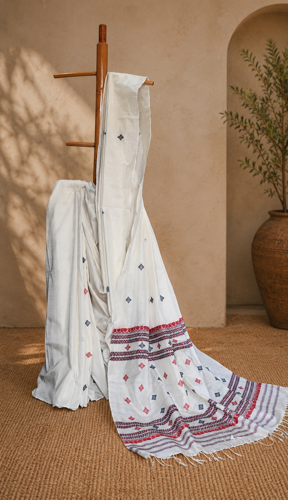COTTON SILK SAREE WHITE - Image 2