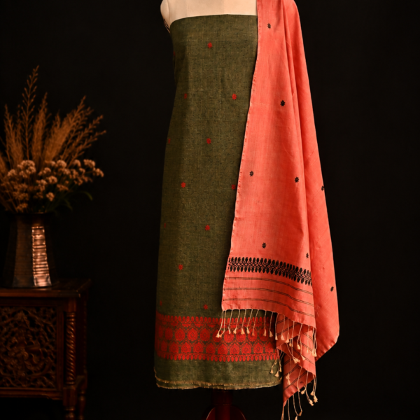 Alternative view of TASSAR KURTI DUPATTA SET