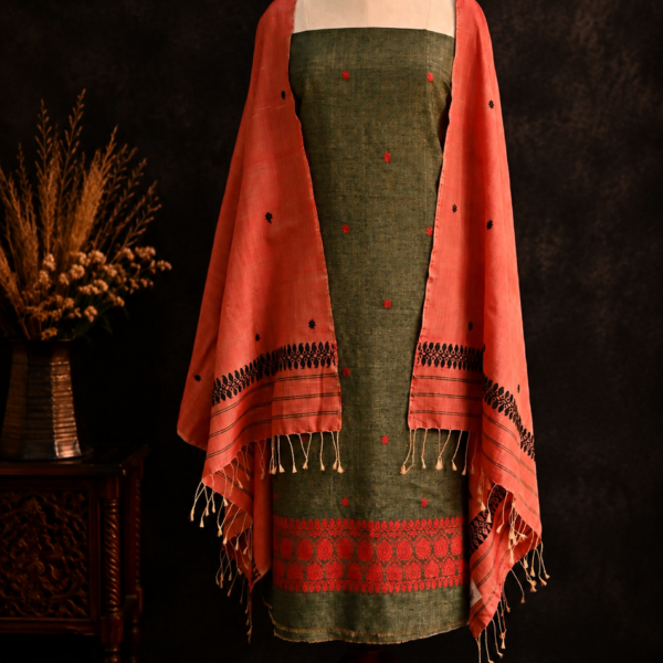 TASSAR KURTI DUPATTA SET