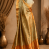 TASAR SAREE ORANGE WORK - Image 4