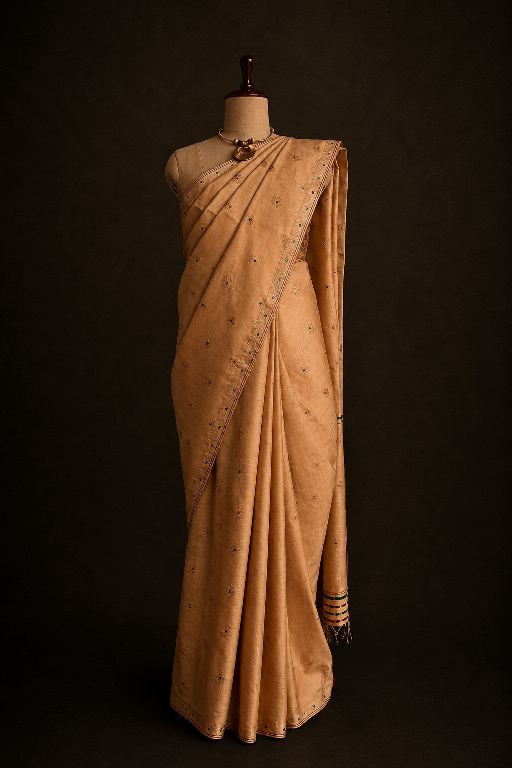 MUGA SILK SAREE IN TRADITIONAL ASSAMESE GAMKHARU DESIGN - Image 3