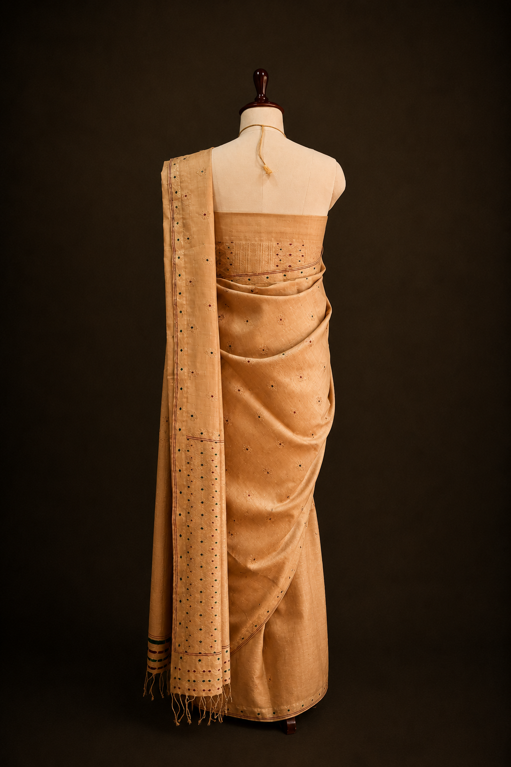 MUGA SILK SAREE IN TRADITIONAL ASSAMESE GAMKHARU DESIGN - Image 4