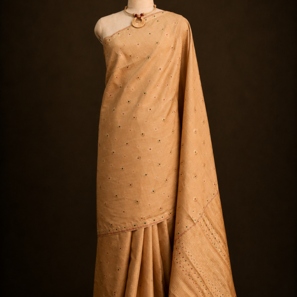MUGA SILK SAREE IN TRADITIONAL ASSAMESE GAMKHARU DESIGN