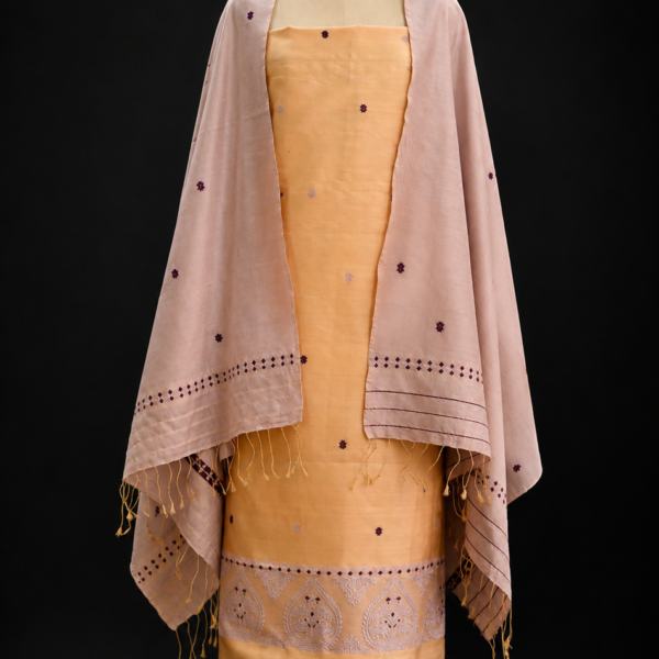 TASSAR ERI KURTI DUPATTA SET